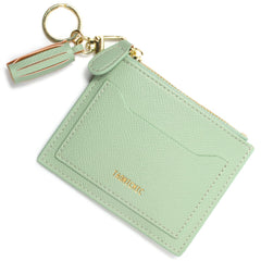 Minimalist Small Leather Card Holder Pocket Wallet Womens Coin Purse Handbag (Z-Green)