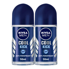 NIVEA MEN Deodorant Roll-on for Men, 48h Protection, Cool Kick Fresh Scent, 2x50ml
