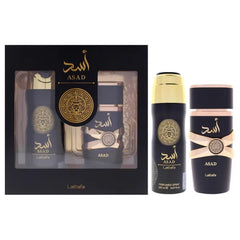 Lattafa Asad 2 Pcs Gift Set With 100ml Edp + 200ml Perfumed Spray, Premium Long-Lasting Arabic Fragrance