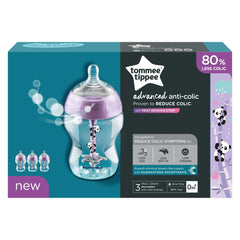 Tommee Tippee Anti-Colic Baby Bottles, Slow Flow Breast-Like and Unique Anti-Colic Venting System, 9oz, 3 Count, Purple Pandas