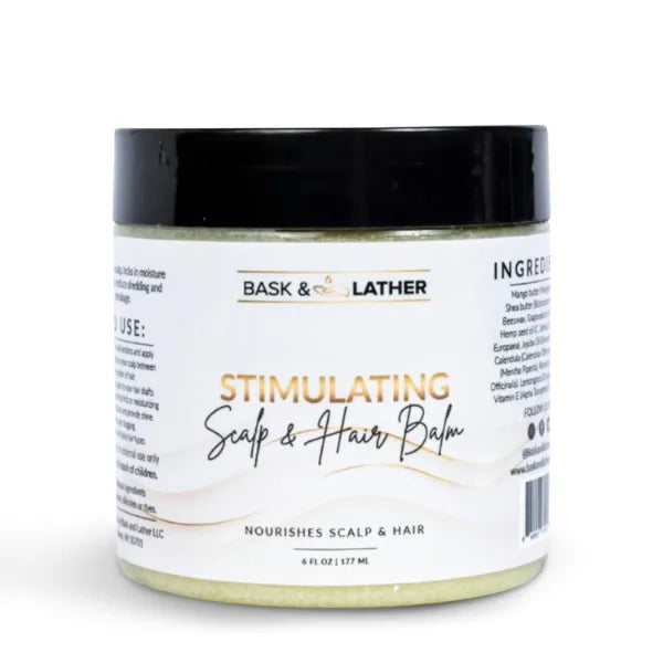 Bask & Lather Stimulating Scalp and Hair Balm for Hair Growth, Mango & Shea Butter, Nourishing Jojoba Oil, Peppermint & Rosemary Oil, Vitamin E,...