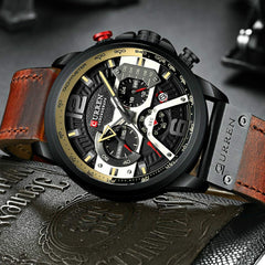 CURREN Herren-Armbanduhr, Quarz, analog, Kalender, Armbanduhr fr Herren, modische wasserdichte Armbanduhr mit Lederband