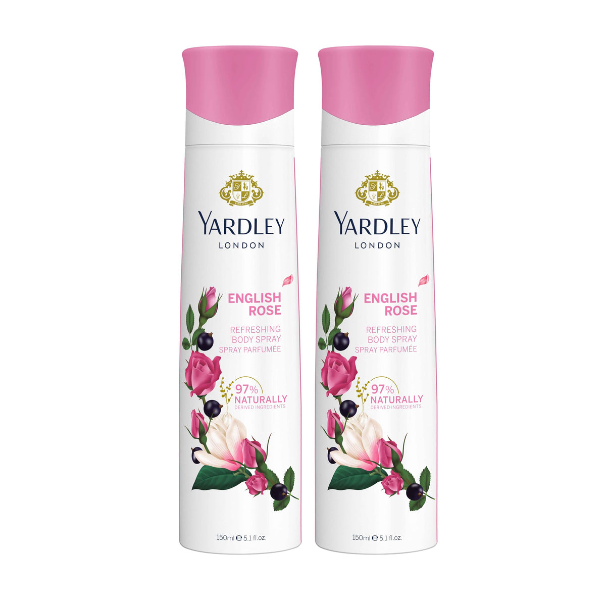 Yardley London English Rose Body Spray - 150ml (Pack of 2)