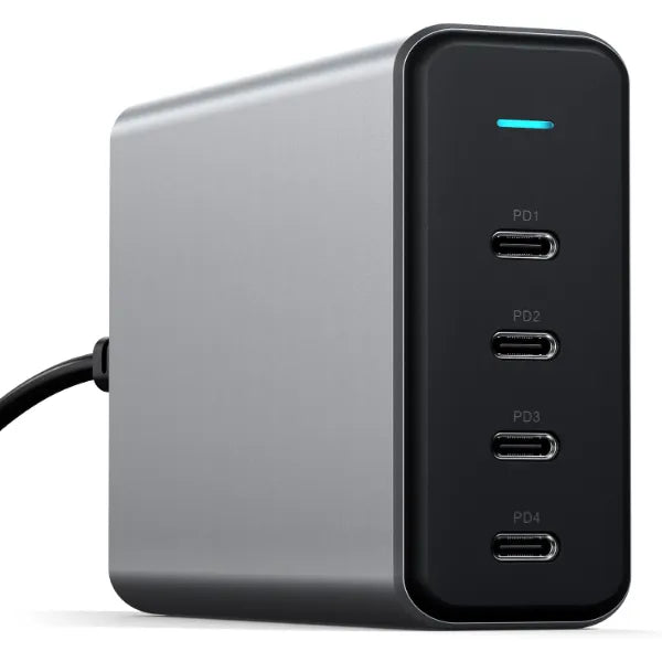 Satechi 165W USB C 4-Port GaN Charging Station, 4 USB-C PD, Laptop Charger, for MacBook Air/Pro M5/M4/M3, iPad Air/Pro M5/M4/M3, iPad 11th gen, iPad mini, iPhone 17/16 Galaxy S25, Windows