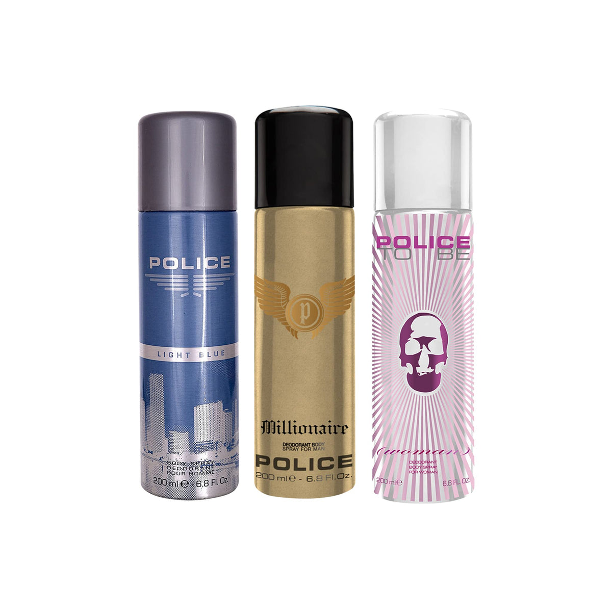 Police Light Blue + Millionaire Homme + To Be Woman Deo Combo Set 600ml