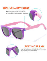 Flexible Kids Sunglasses Polarized Sports Sun Glasses Girls Boys Shades with Straps UV400 Protection Eyewear for Age 2-10