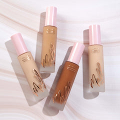 Mally Beauty Stress Less Performance Foundation - Light - Buildable Medium to Full Coverage - Lightweight Foundation Liquid - Niacinamide Brightens and Hydrates Skin - Satin Finish