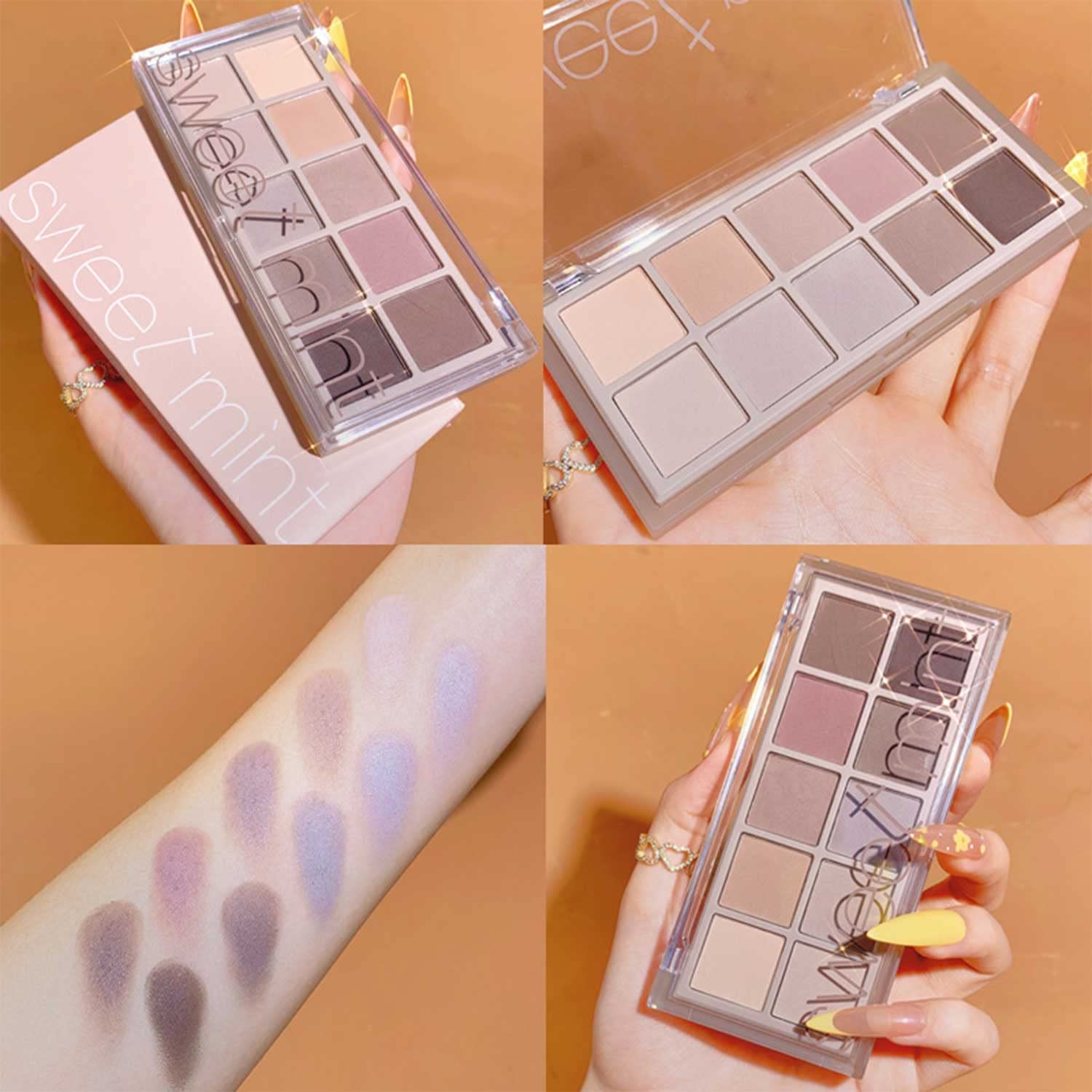 SYOSI 2Pcs Sweet Mint 10 Colors Eyeshadow Palette, Smooth Matte Eyeshadow Makeup Palette, Blendable Long Lasting Neutral Eye Palette with Professional Eyeshadow Brush (04 and 05)