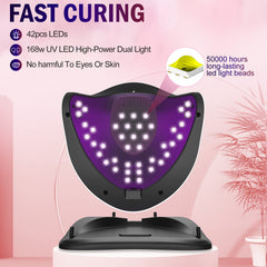 NAILGIRLS UV LED Nail Lamp, 168W Fast UV Light for Nails Gel Polish, Professional Curing with 4 Timer Setting Auto Sensor, LED Gel Nail Dryer for Fingernail and Toenail Home Salon Use, Nail Art Tools
