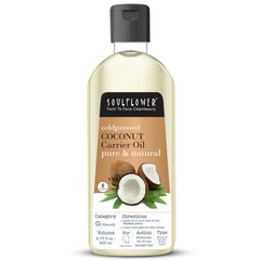 SOULFLOWER ORGANIC COCONUT OIL FOR HAIR, MOISTURIZE DRY SKIN, ANTI FRIZZ, 100% PURE, NATURAL, COLDPRESSED, ECOCERT COSMOS CERTIFIED, 6.77 FL OZ, FREE APPLICATOR