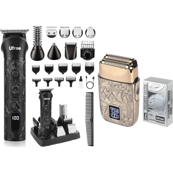 Ufree Beard Trimmer for Men, Electric Razor Shavers for Men, Cordless Hair Clippers, 7 in 1 Beard Grooming Kit for Mustache Body Nose Hair and Facial, Gifts for Men