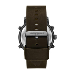 Skechers Men's Quartz Lightweight Analog Digital Watch - Redlands Gunmetal/Brown