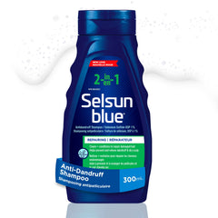 Selsun Blue 2-in-1 anti Dandruff Shampoo, Nourishing Formula, 1% Selenium Sulfide, Cleans and Conditions in One Step, Eliminate Dandruff and Repair Hair with a 2 in 1 Formula - 300ml