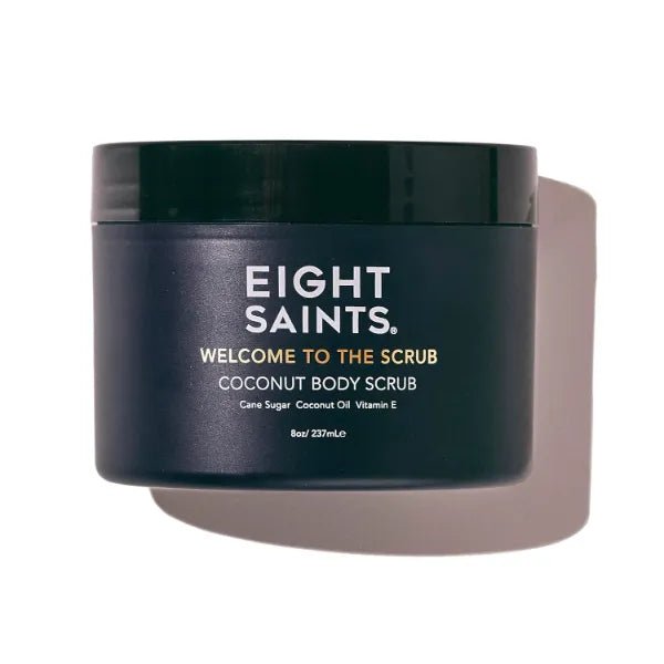 Eight Saints Welcome to the Scrub Coconut Body Scrub, Natural and Organic Exfoliating Sugar Scrub for Acne, Cellulite, Deep Cleansing, Scars, Wrinkles, Exfoliate and Moisturize Skin, 8 Ounces