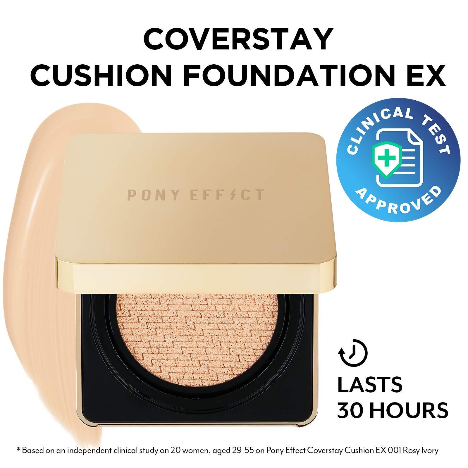 PONY EFFECT Coverstay Cushion Foundation Ex | 003 Nude Beige | Long-lasting and High-Coverage Cushion Foundation With Refill | For Light to Medium Skin | K-beauty