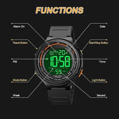 Mens Digital Sports Watch, Military Watches for Men, Large LED Screen 12/24H Chronograph Tactical Watch, Waterproof Backlight Alarm Date Wristwatch, Multifunction Army Countdown Stopwatch for Men