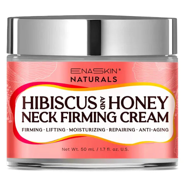 Enaskin Naturals Neck Firming & Tightening Cream with Hibiscus and Honey Anti-Aging Moisturizer for Fine Lines, Wrinkles & Deep Hydration – Neck, Face & Chest Cream - 1.7 Fl Oz