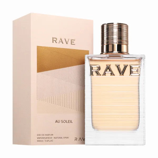 Lattafa Rave Au Soleil, Fruity, Floral, Sweet, Amber Eau de Parfum Spray Long-Lasting Fragrance for Unisex - 3.4 Ounce / 100 ml