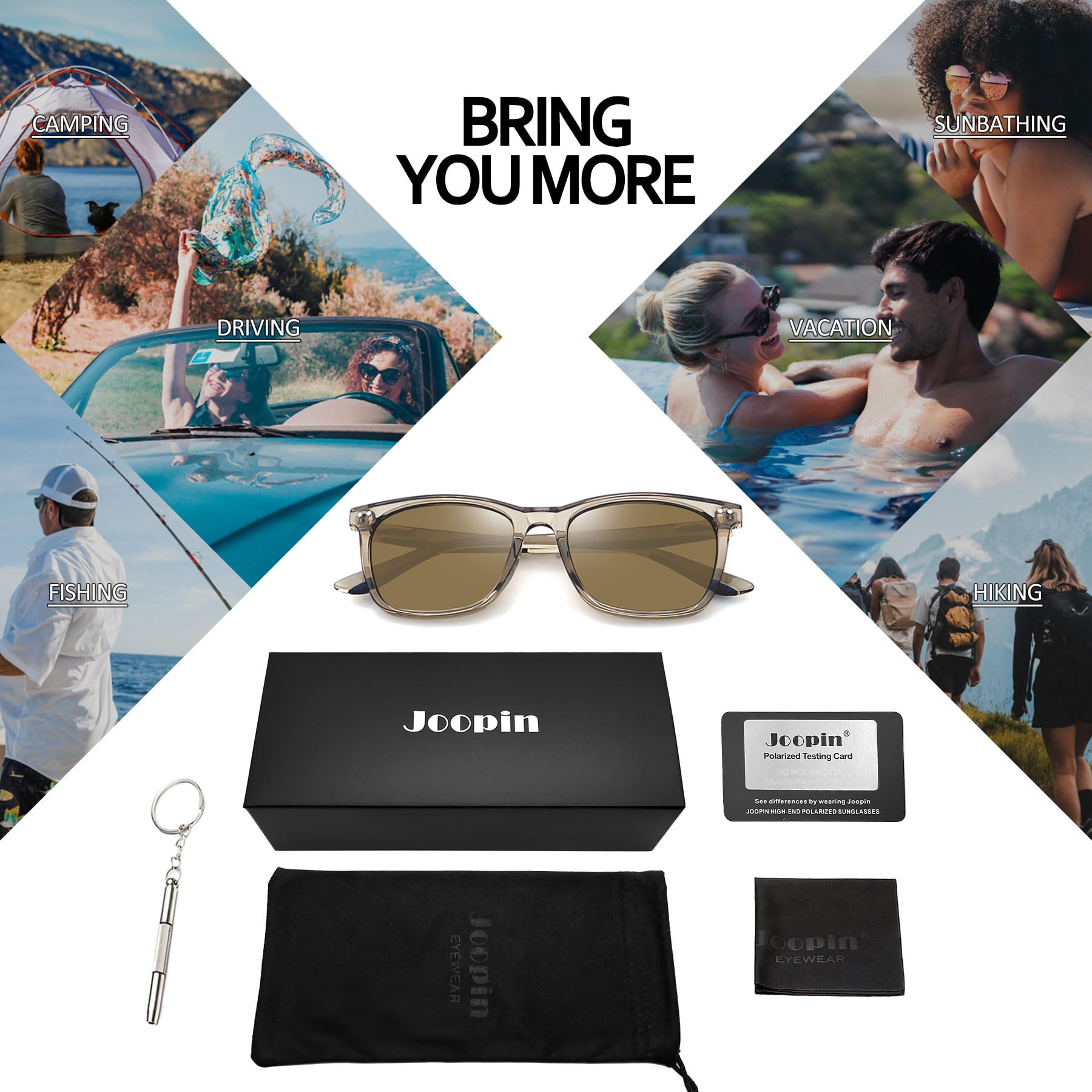 Joopin Polarized Sunglasses for Women UV Protection Classic Square Vintage Shades of Men Driving Fishing Traveling Lightweight Glasses