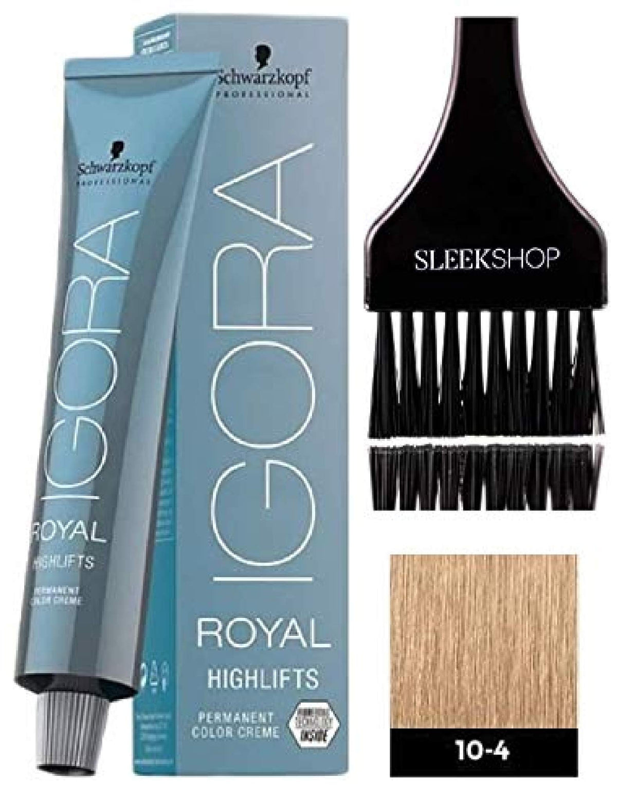 Schwarzkopf Professional Igora Royal High Lifts Permanent Hair Color Cream (with Sleek Applicator Brush) Hair Color Cream (10-4 Light Beige Blonde)