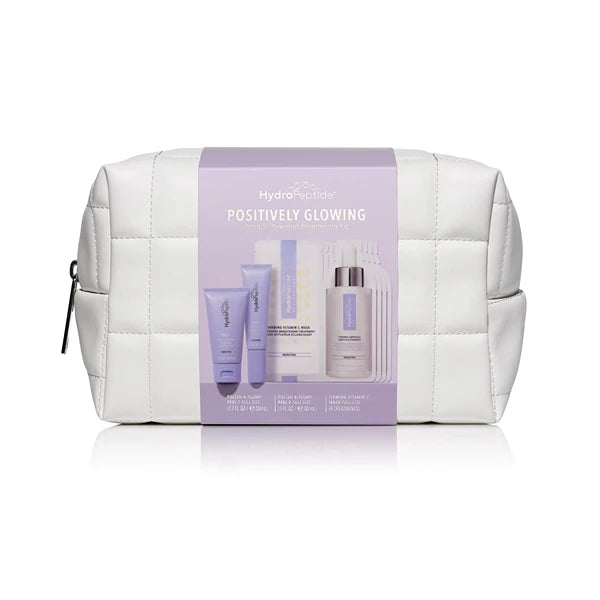HydroPeptide Positively Glowing Peptide Powered Skin Illuminating Kit, Polish & Plump Face Peel Set (30ml & 50ml) & Vitamin C Mask Sachets (x4)