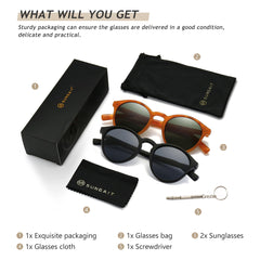 SUNGAIT Women's Classic Vintage Round Polarized Sunglasses Retro Style UV400 SGT166