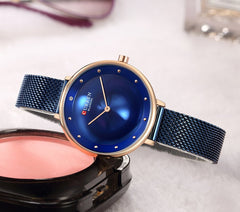 CURREN Original Women's Girls Sports Waterproof Stainless Steel Quartz Wrist Watch 9029 Blue