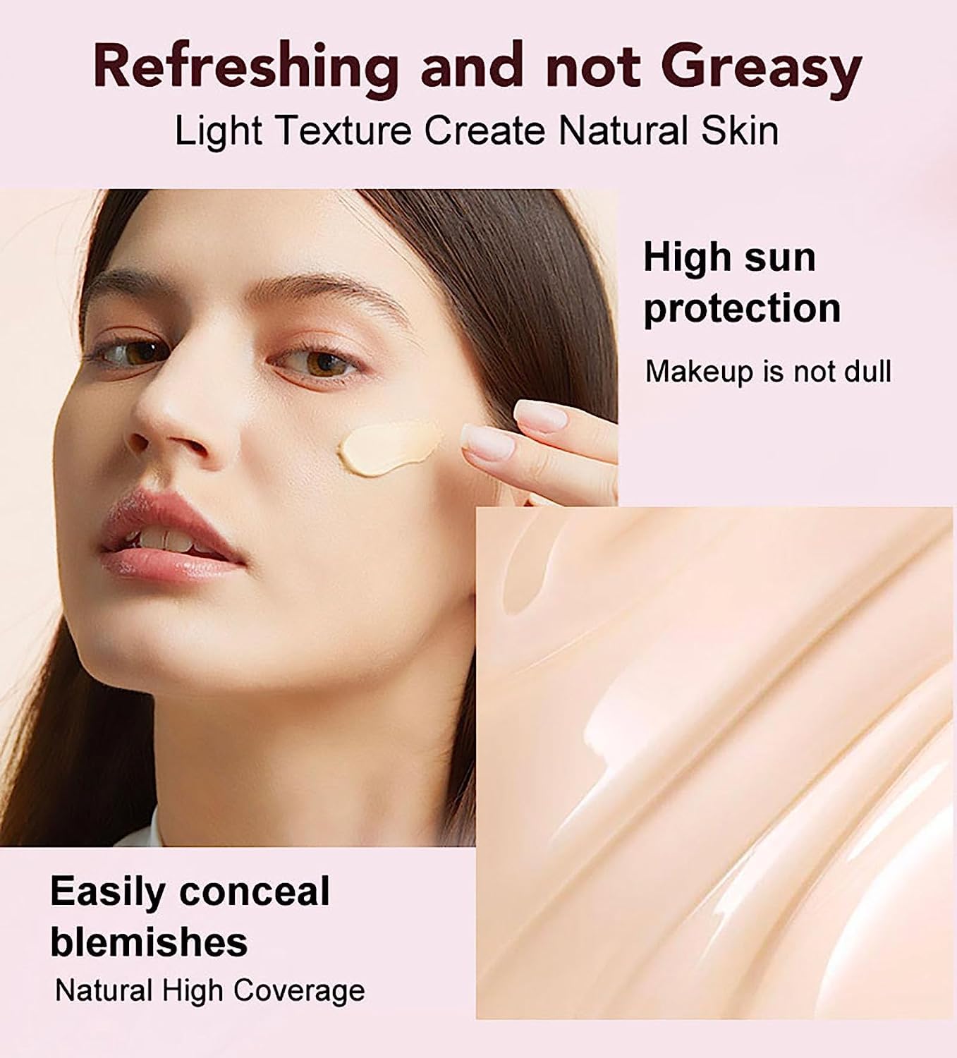 Korean Whitening Sunscreen Foundation, 3 in 1 Whitening Sunscreen Foundation, Korean Bb Cream, Light Transparent Sunscreen Liquid Foundation,Concealer,Spf Sunscreen Waterproof,Oil Control (3PC)