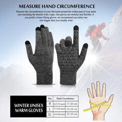 Veximind Winter Gloves for Men and Women - Upgraded Touchscreen Thermal Knit Gloves for Cold Weather, Running, Driving, Hiking - Black Gray