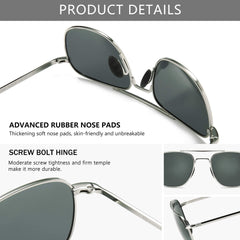 SUNGAIT Men's Military Style Polarized Pilot Aviator Sunglasses Bayonet Temples
