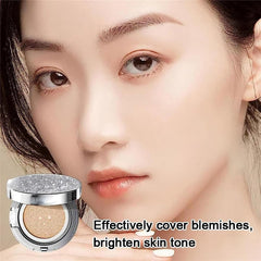 Korean Foundation Makeup, 1+2 Air Cushion BB Cream Set, CC Cream Korean, Makeup Moisturizer Foundation Full Coverage for Flawless Makeup, Even Skin Tone (lvory)