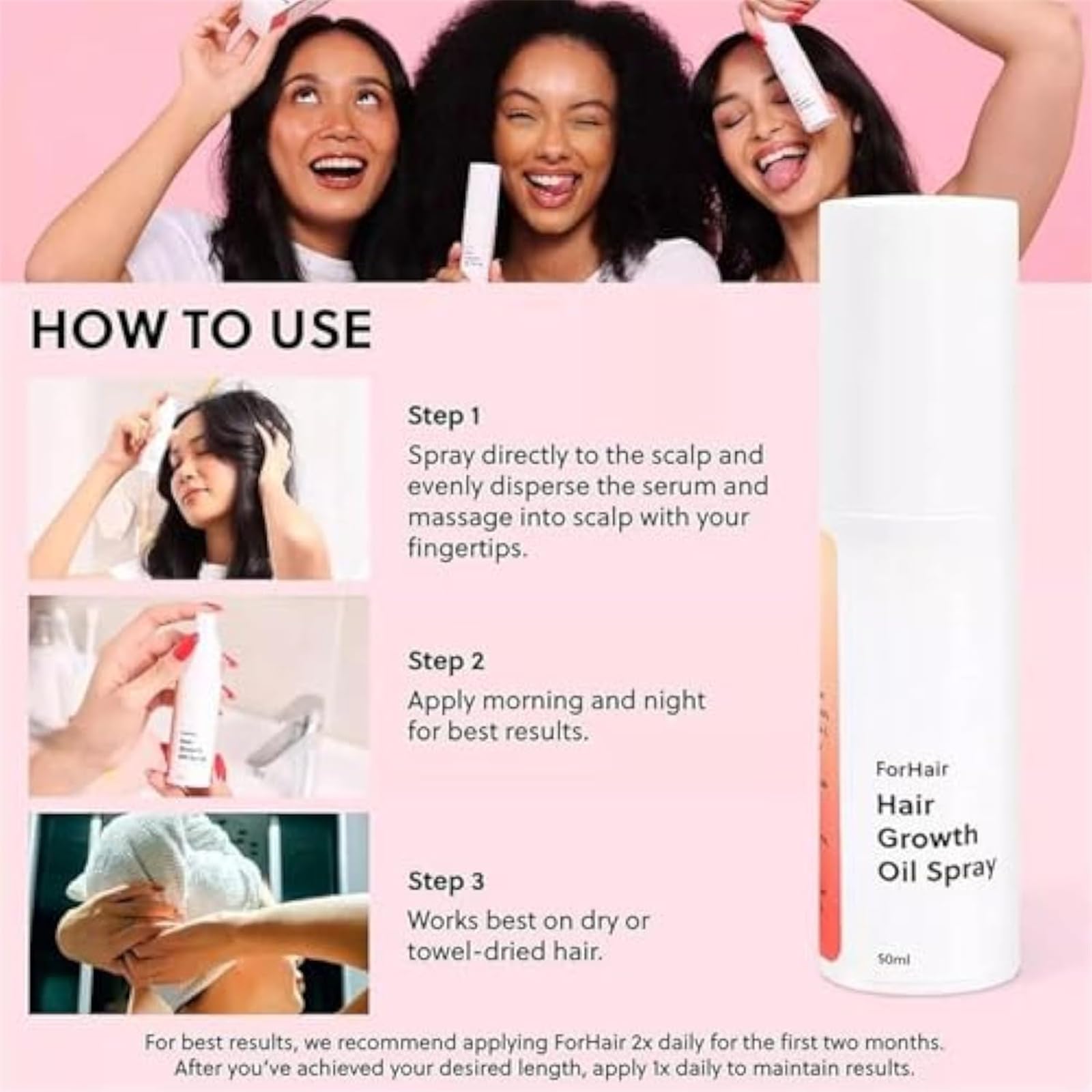 Hair Growth Oil Spray, Advanced Natural Hair Growth Oil Non-greasy, Stronger and Hair Thickening Spray, Scalp Nourishing, Damage Repair, Loss Prevention, Ideal for Dry Scalp (3pcs)