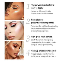 HWWGSH Highlighter Powder Palette, Shimmer Highlight Makeup, Face Illuminator Highlighter, Long Lasting Waterproof Bronzer Highlighter Powder