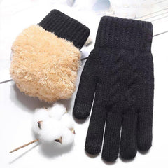 BananaHome Thermal Winter Gloves Fleece Lining Touch Screen Knit Stretchy Warm Gloves Cold Weather Gloves for Running Cycling Riding for Men Women - Black