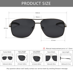 SUNGAIT Men's Polarized Square Aviator Sunglasses Durable Metal Frame for Fishing Driving Golf 100% UV Protection