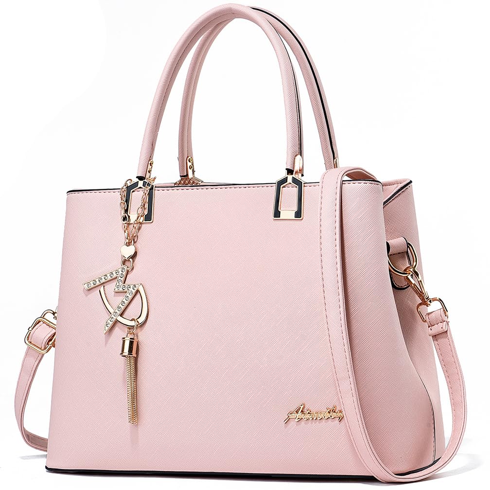 Womens Purses and Handbags Shoulder Bags Ladies Designer Top Handle Satchel Tote Bag - Light Pink