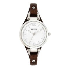 Fossil Georgia Mini Women's Dial Leather Band Watch Silver