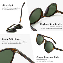 SUNGAIT Women's Classic Vintage Round Polarized Sunglasses Retro Style UV400 SGT166