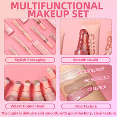 NALACAL Liquid Contour Blush Highlighter Beauty Wand Set,Cream Rouge Bronzer Stick Contouring Highlighter Luminizer Trio Makeup Smooth Lightweight Blendable Moisturzing Shaping for Girls and Women