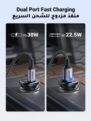 UGREEN Car Charger Fast Charging 30W for iPhone 16 Pro, Car Accessories Dual Port USB-C PD 30W+USB-A QC 18W/SCP 22.5W Fast Charger, for iPhone 16/15/14/13 Series,Galaxy S24/S23,Huawei,iPad Pro, Xiaomi