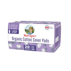 MARYRUTH'S Organic Cotton Cover Pads with Wings - Large - Unscented - Elemental Chlorine Free - OCS Certified Cotton - SAP-Free Core - Rated Excellent for Skin Comfort by Dermatest - 20 Count