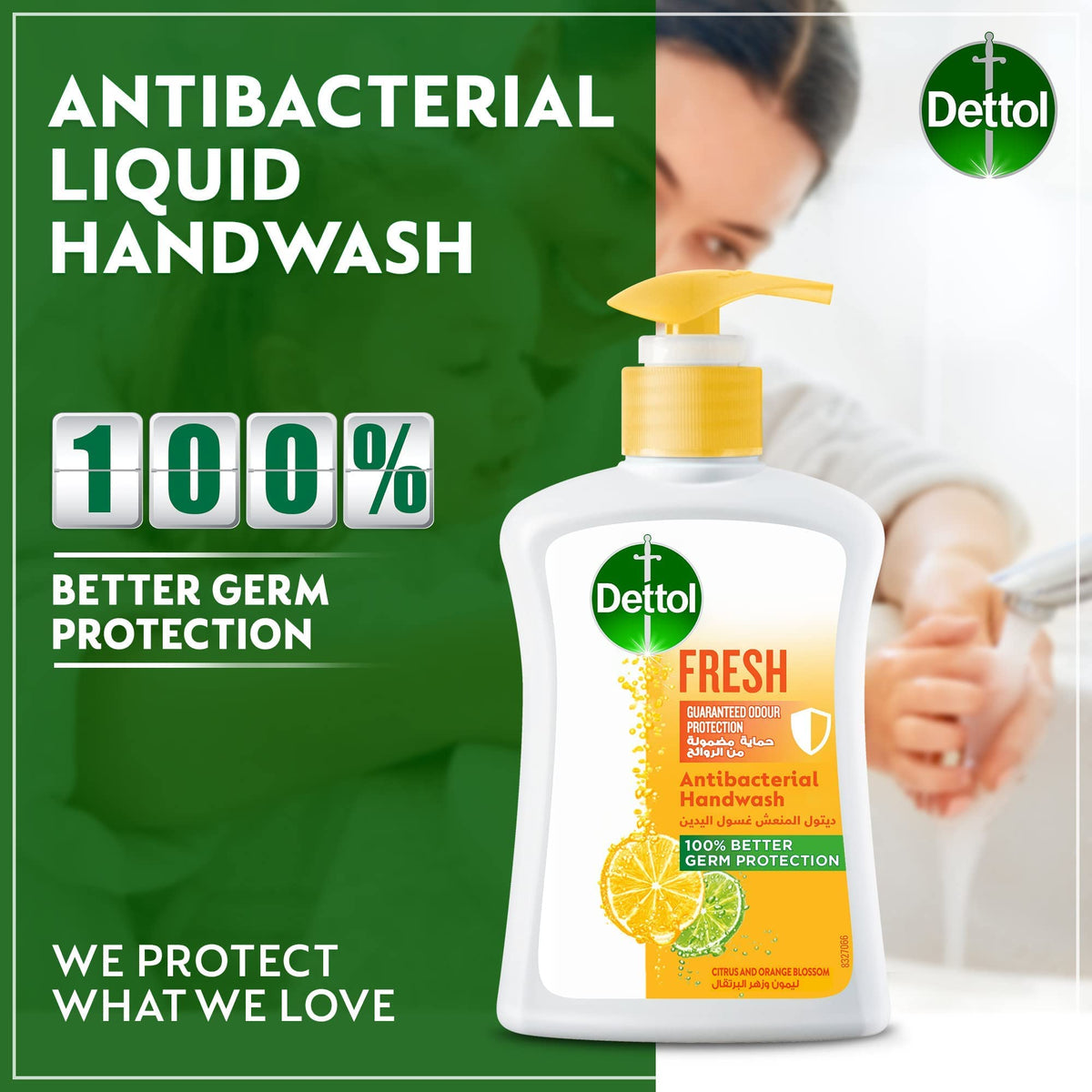 Dettol Fresh Handwash Liquid Soap Pump For Effective Germ Protection & Personal Hygiene (Protects Against 100 Illness Causing Germs), Citrus Orange Blossom Fragrance, 200ML, Pack Of 2+1L Refill