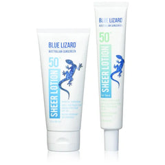 BLUE LIZARD Sheer Mineral Sunscreen Bundle – SPF 50 Face (1.7 oz) & Body (3 oz) Lightweight Zinc Oxide Formula