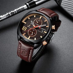 CURREN Quartz Watches for Men's Original Brand Multi-function Calendar style Waterproof Boys Leather Wrist Watch 8324 - brown