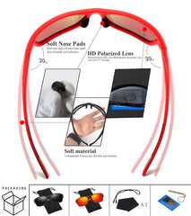 Sports Sunglasses Polarized For Mens Womens Driving Fishing Running Wrap Around Sun Glasses Unbreakable Frame Goggles with Glasses rope Strap UV Protection