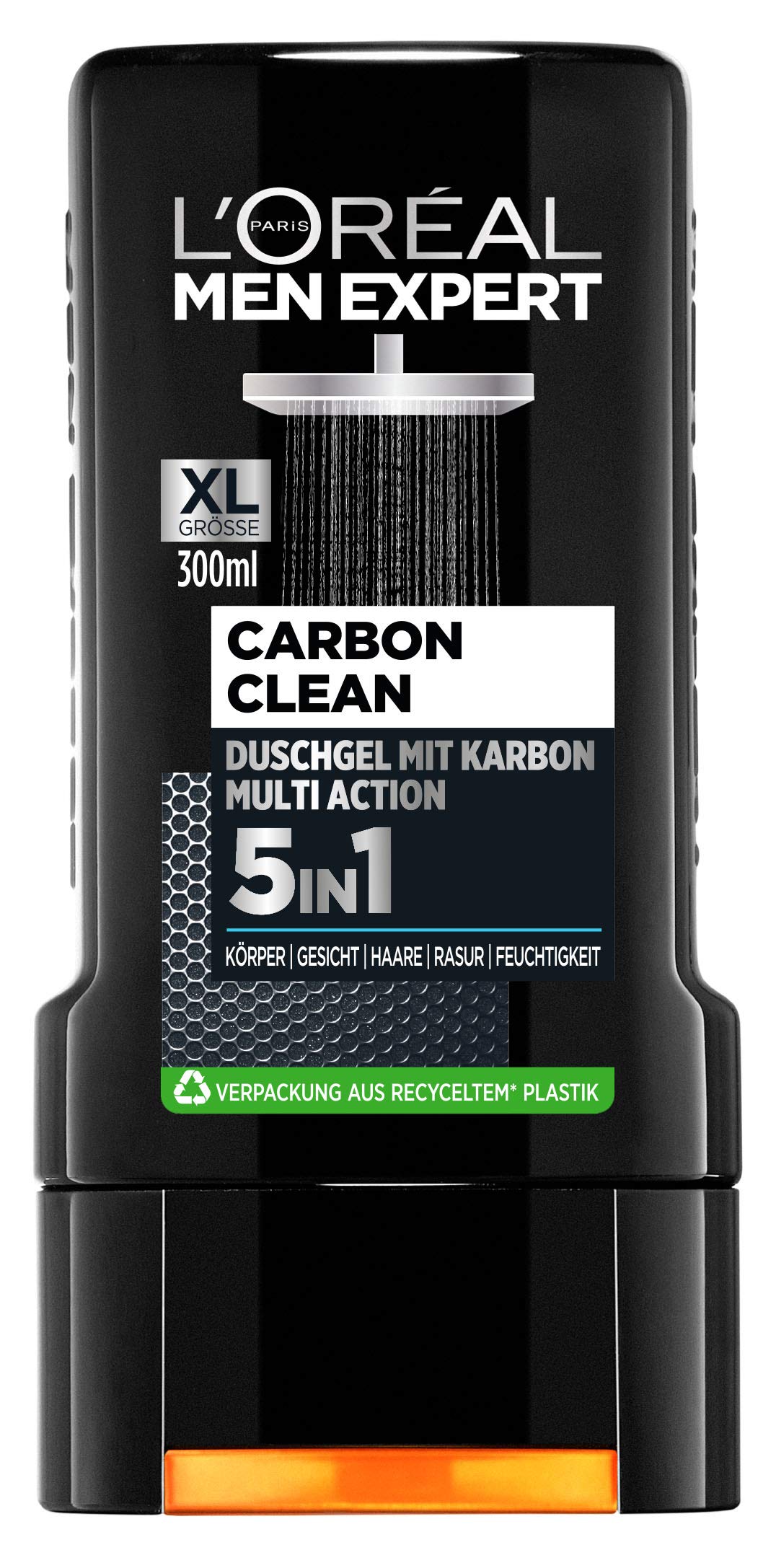 L’Oréal Paris men expert Carbon Clean Shower Gel Cleanses Sensitive Skin (Face, Body and Hair) Moisturises Masculine Spicy Fragrance (1 x 300 ml)