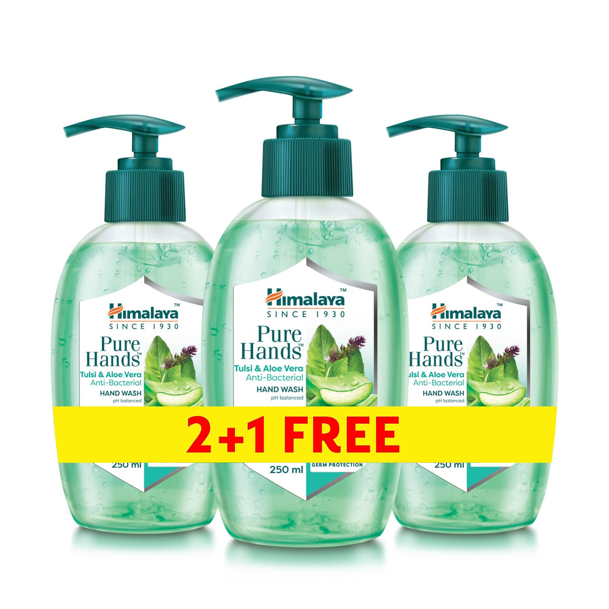 Himalaya Since 1930 Himalaya Purehands Hand Wash Soap Tulsi & Aloe Vera Effectively Protects Hands from Germs -3x250ml