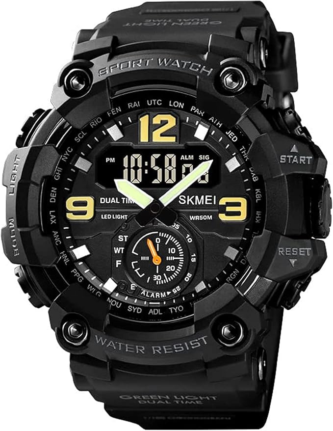 SKMEI Men's Digital Sports Watch,  Waterproof Large LED Screen-Black