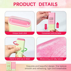 OBABO Blush Stick, Blush Cream for Cheeks Eyes Lips,Blush in Natural with Waterproof Sweat-Resistant, Tinted Solid Stick with Long Lasting, Nude Makeup Multi-Use Color Stick Creamy Blush (Hot Red)