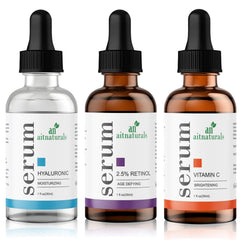 Aitnaturals Anti-Aging Serum Set (Each 30ml) | Powerful Trio of Vitamin C, Retinol, & Hyaluronic Acid | Reduces Wrinkles, Firms, Hydrates, Boosts Brightness, Improves Elasticity & Moisturizes Skin
